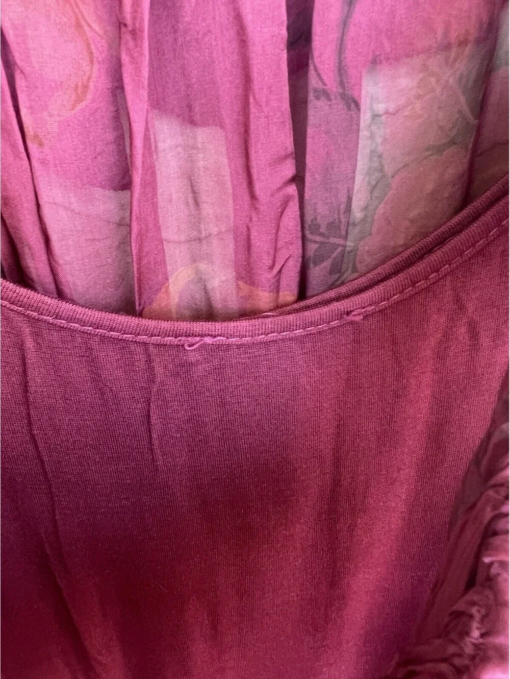 Tempo Paris Women S Burgundy Long Sleeve With Spaghetti Strap Liner Sheer Dress